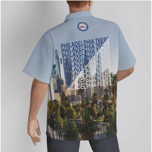 Philadelphia 76ers City Art 3D 3D Button 3D Button Hawaiian Shirt Gift for Men Dad Father Gift for Men Dad Father