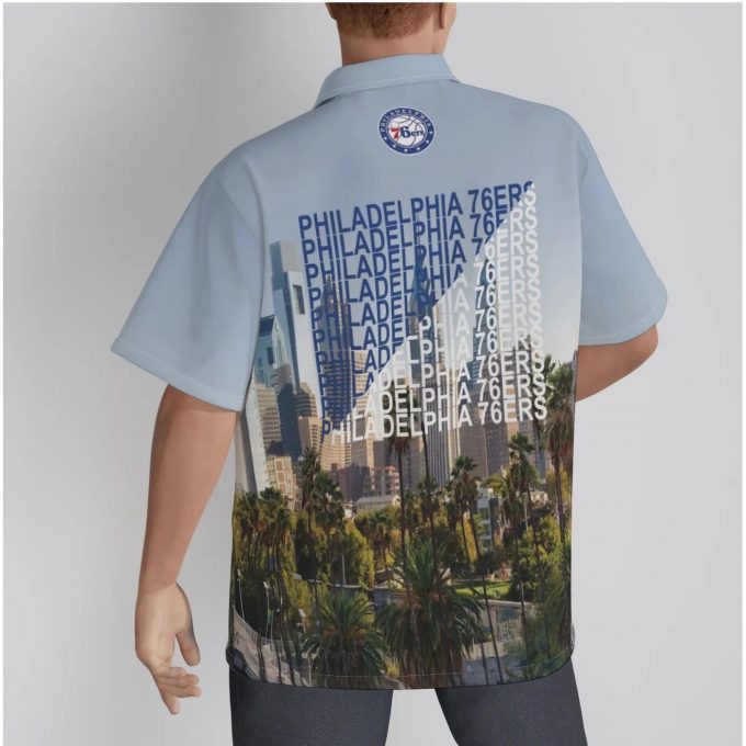 Philadelphia 76ers City Art 3D 3D Button 3D Button Hawaiian Shirt Gift for Men Dad Father Gift for Men Dad Father