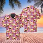 Pink Floral Skull Hawaiian Shirt Skull & Viking 3D  Clothing