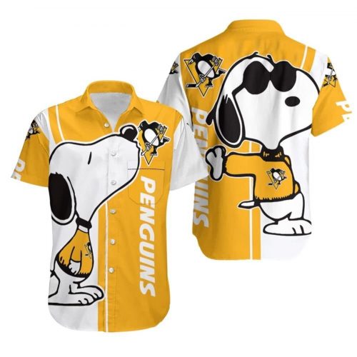 Pittsburgh Penguins Snoopy Lover All-over Print 3D Button Hawaiian Shirt Gift for Men Dad Father
