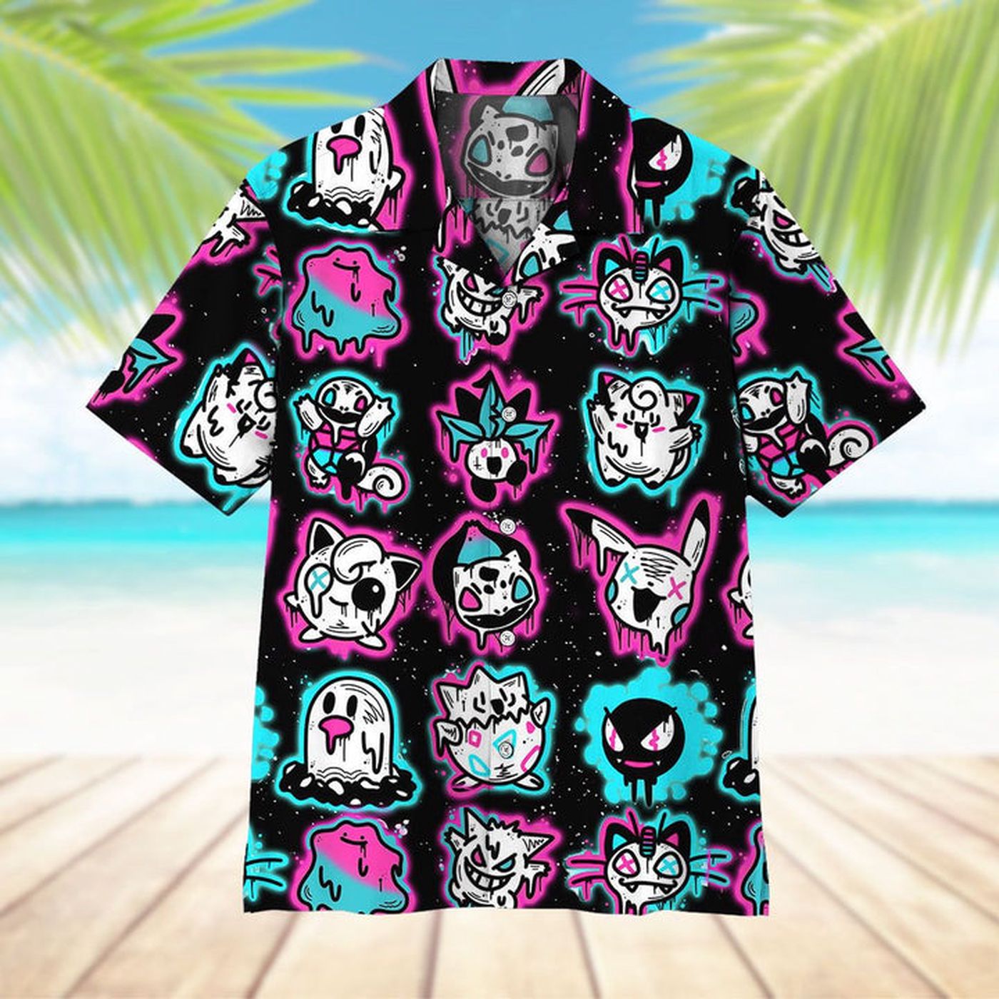 Ghost Pokemon Glowing Hawaiian Shirt – Summer Beach Aloha Shirt for Men & Women Ghost Pokemon Glowing Hawaiian Shirt – Summer Beach Aloha Shirt for Men & Women