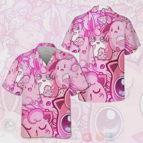 Pokemon Hawaiian Shirt Summer Beach Aloha Shirt for Men & Women Fairy Type Summer Gift Idea