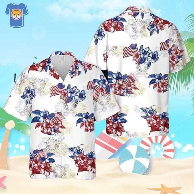 Independence Day Hawaiian Shirt: Red White & Blue for Men and Women