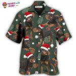 Rottweiler Green Leaf Merry Christmas Hawaiian Shirt – Trendy Aloha: Festive Holiday Style Rottweiler Green Leaf Merry Christmas Hawaiian Shirt – Trendy Aloha: Festive Holiday Style
