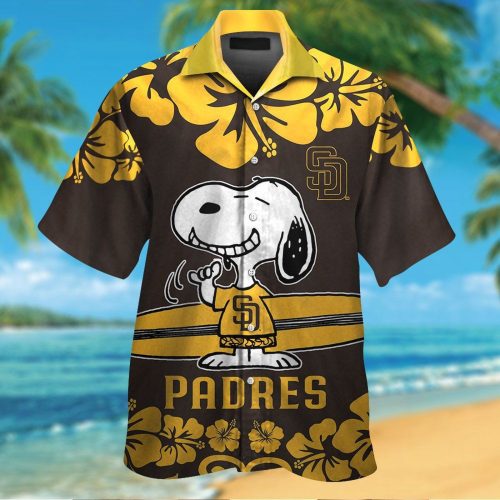 San Diego Padres & Snoopy 3D Button Hawaiian Shirt Gift for Men Dad Father