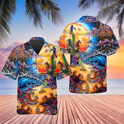 Scary Skull Beach Hawaiian Shirt Skull & Viking 3D  Clothing For Men Women