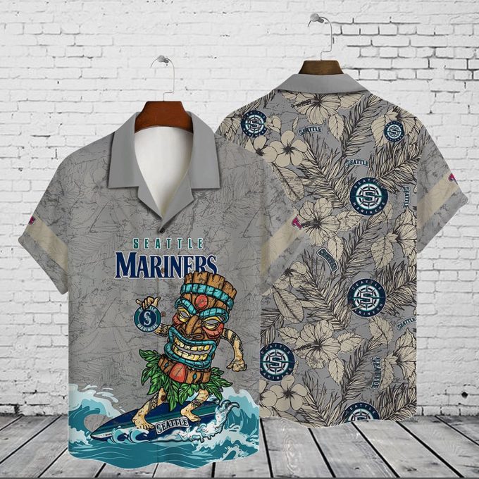 Seattle Mariners 2023 AOP 3D Button 3D Button Hawaiian Shirt Gift for Men Dad Father Gift for Men Dad Father V21