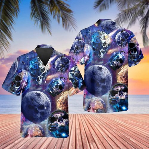 Skull Planet Galaxy Hawaiian Shirt Skull & Viking 3D  Clothing