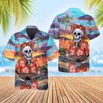 Skull Play Guitar By The Beach Hawaiian Shirt Skull & Viking 3D  Clothing