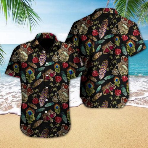 Skull Rose Hawaiian Shirt Aloha Summer Gift For Men Women