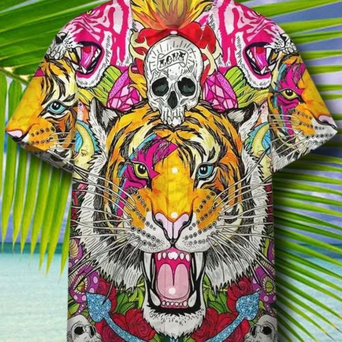 Skull Tigers Summer Hawaiian Shirt For Men Women