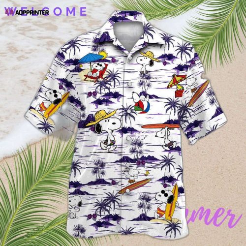 Snoopy 8 3D Button Hawaiian Shirt Gift for Men Dad Father Summer Aloha Shirt For Men Women