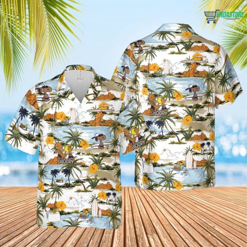 Snoopy And Friends Brown 3D Button Hawaiian Shirt Gift for Men Dad Father