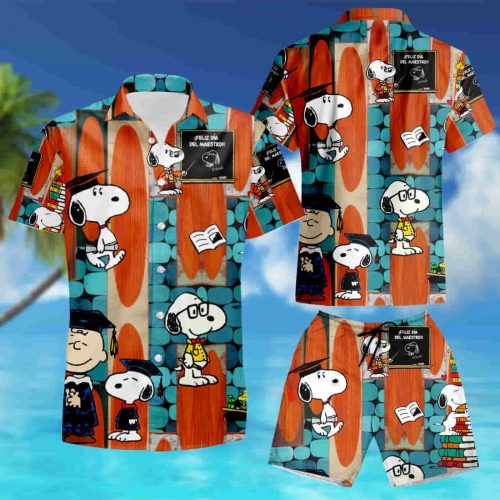 Snoopy Good Teacher 3D Button Hawaiian Shirt Gift for Men Dad Father 3d T Shirt summer shirt