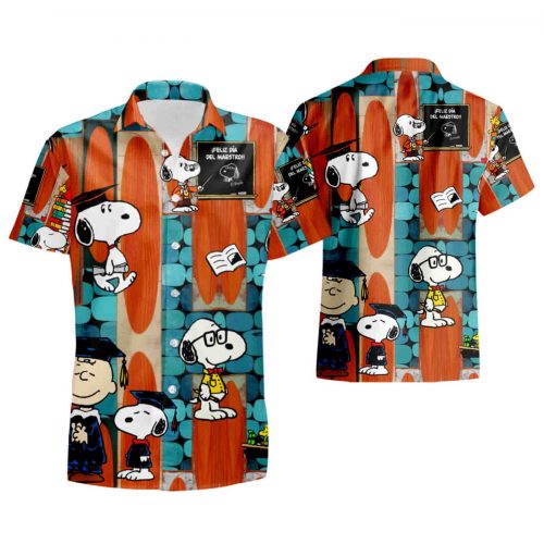 Snoopy Good Teacher 3D Button Hawaiian Shirt Gift for Men Dad Father 3d T Shirt summer shirt