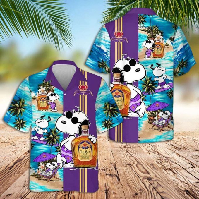 Snoopy 3D Button Hawaiian Shirt Gift for Men Dad Father Crown Royal Snoopy 3D Button Hawaiian Shirt Gift for Men Dad Father