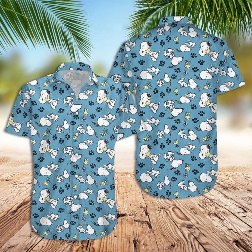 Snoopy 3D Button Hawaiian Shirt Gift for Men Dad Father Snoopy And Woodstock 3D Button Hawaiian Shirt Gift for Men Dad Father