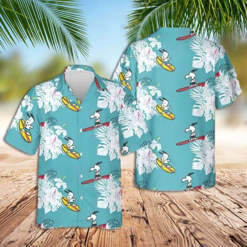 Snoopy 3D Button Hawaiian Shirt Gift for Men Dad Father Snoopy Surfing 3D Button Hawaiian Shirt Gift for Men Dad Father