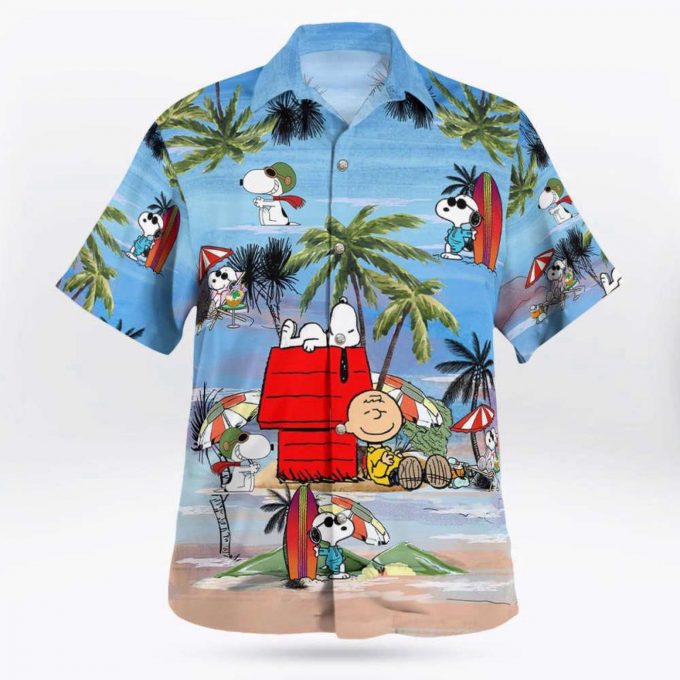 Snoopy Summer Time 3D Button Hawaiian Shirt Gift for Men Dad Father Blue Summer Aloha Shirt