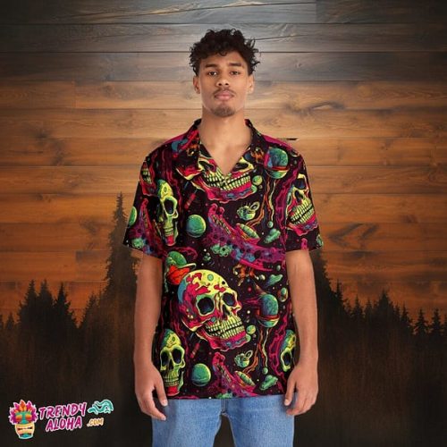 Space Horror Zombies Men’s Interstellar Adventure Hawaiian Shirt