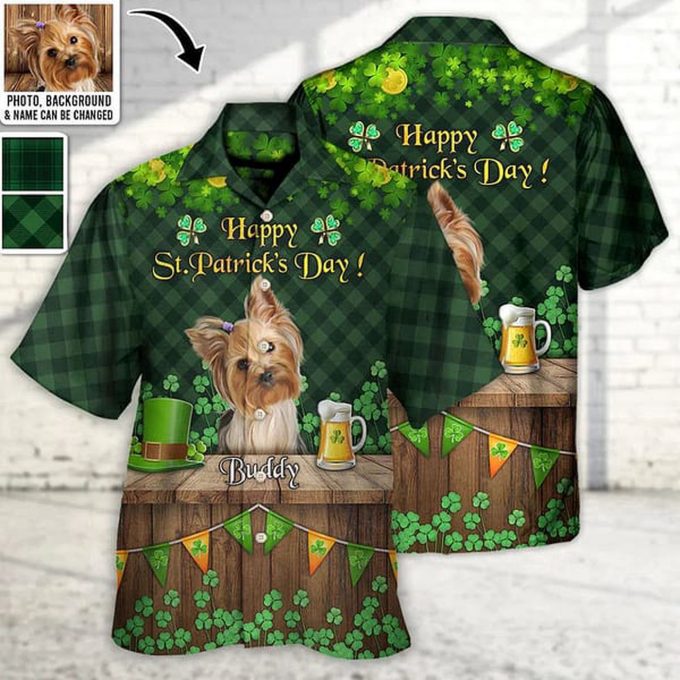 St.Patrick’s Day Happy Luck Coin Gold Shamrock Custom Photo Personalized Hawaiian Shirt