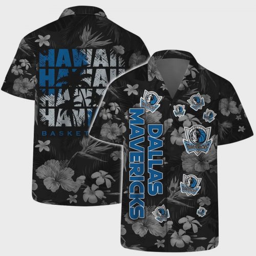 Stylish Dallas Mavericks Floral Blackout Hawaiian Shirt - Aloha Shirt