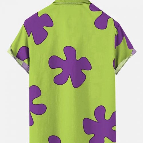 Summer Casual Patrick Star Cartoon Image Printing Short Sleeve Aloha Hawaiian Shirt