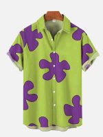 Summer Casual Patrick Star Cartoon Image Printing Short Sleeve Aloha Hawaiian Shirt Summer Casual Patrick Star Cartoon Image Printing Short Sleeve Aloha Hawaiian Shirt