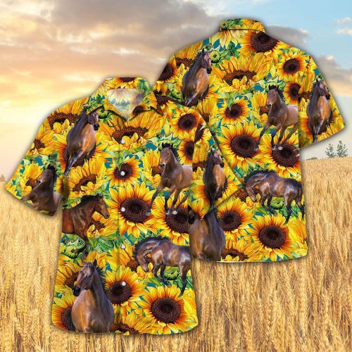 Sunflower Horse Hawaiian Shirt Gift for Men and Women