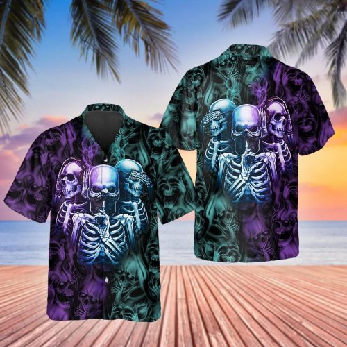 Tribal Tattoos Skull Hawaiian Shirt Skull & Viking 3D  Clothing