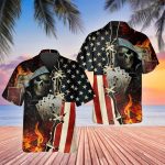 USA Skull Hawaiian Shirt Skull Aloha Shirt Gift For Men Women Summer Gift