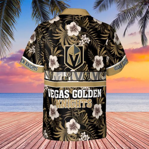 Vegas Golden Knights 2023 Hibiscus Pattern V1 AOP 3D Button 3D Button Hawaiian Shirt Gift for Men Dad Father Gift for Men Dad Father SH1NHFI