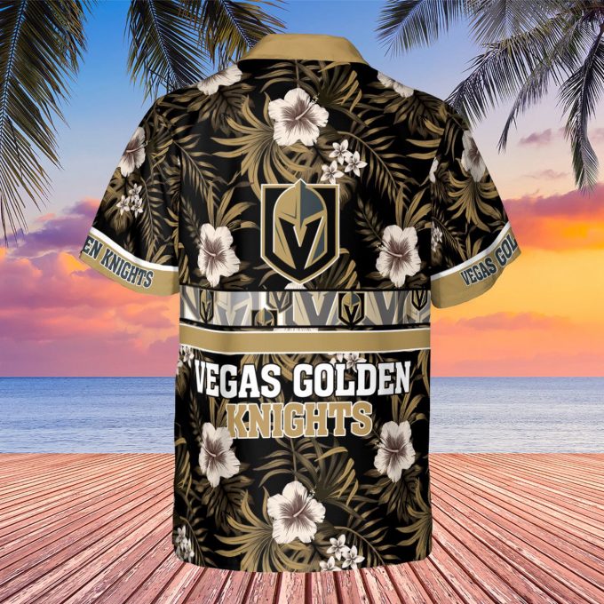 Vegas Golden Knights 2023 Hibiscus Pattern V1 AOP 3D Button 3D Button Hawaiian Shirt Gift for Men Dad Father Gift for Men Dad Father SH1NHFI