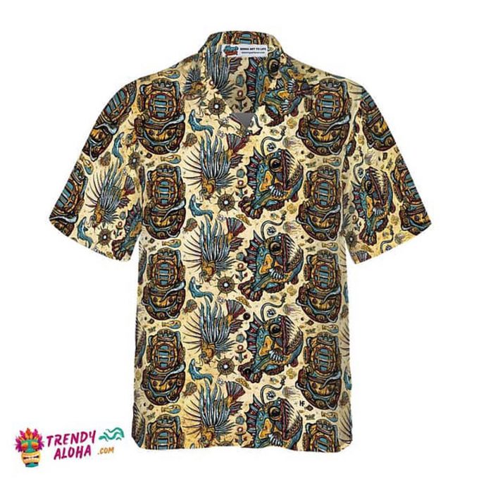 Vintage Nautical Scuba Diving Hawaiian Shirt