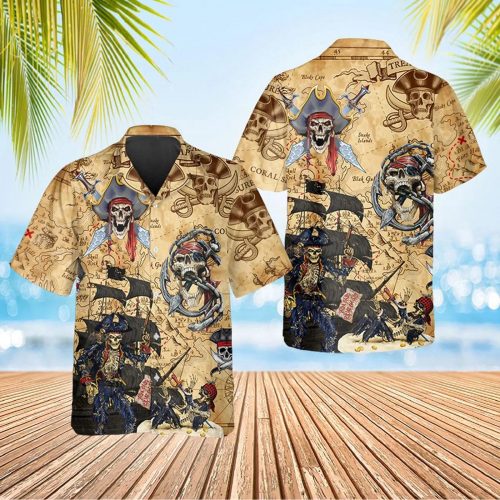 Vintage Pirate Skull Hawaiian Shirt Skull Aloha Shirt Gift For Men Women