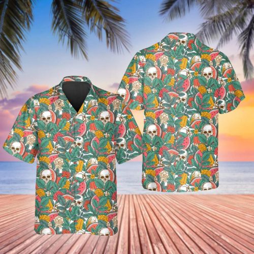 Watermelon Skull Hawaiian Shirt Skull Aloha Shirt For Men Women