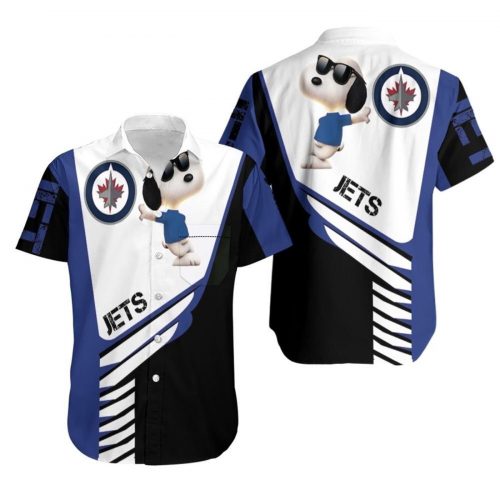 Winnipeg Jets Snoopy For Lover Hoodie 3D Button Hawaiian Shirt Gift for Men Dad Father