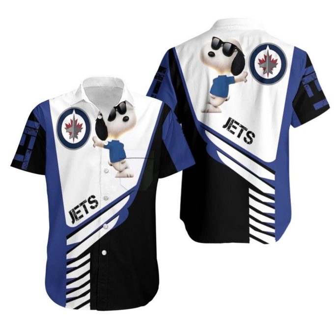 Winnipeg Jets Snoopy For Lover Hoodie 3D Button Hawaiian Shirt Gift for Men Dad Father