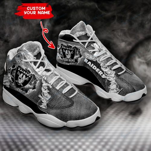 Las Vegas Raiders Custom Name Air Jordan 13 Sneakers BG133