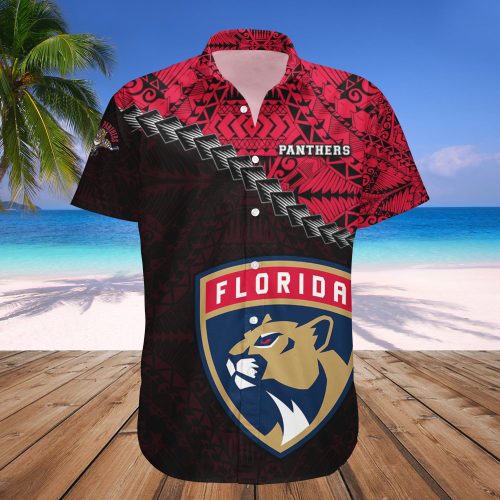 Florida Panthers Hawaii Shirt Set with Grunge Polynesian Tattoo Design – NHL