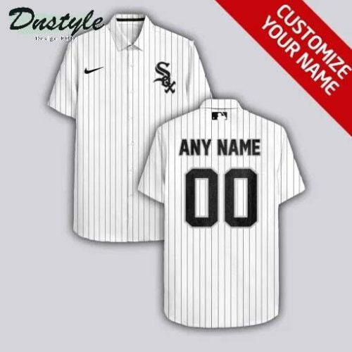 Custom White Striped Hawaiian Shirt - Chicago White Sox Fan Apparel