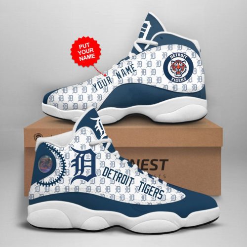 MLB Detroit Tigers Custom Name Air Jordan 13 Shoes V2- Unisex Shoes Gift