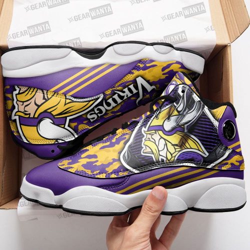 Minnesota Vikings Camo Air Jordan 13 Sneaker Custom For Fans Gift