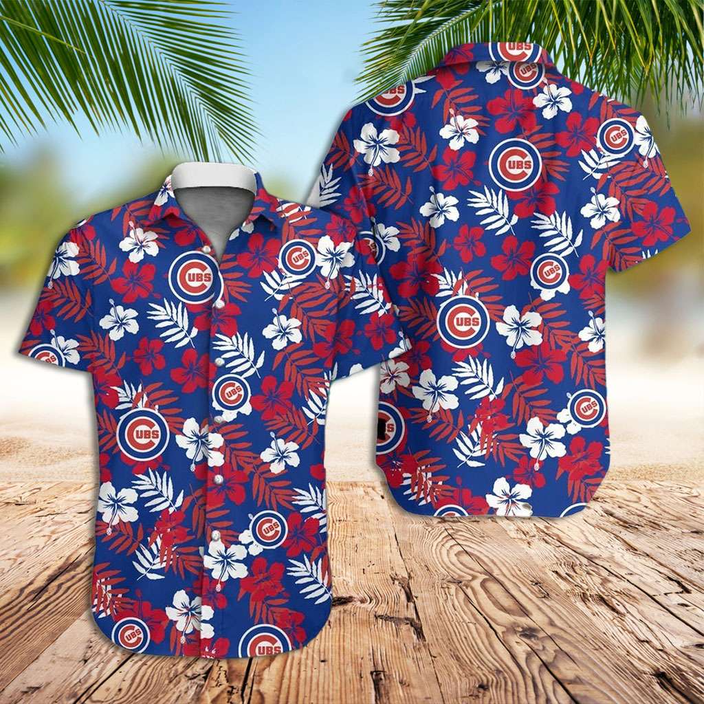Chicago Cubs Hawaiian Shirt with Flower Leaves Design – Official MLB Merchandise Chicago Cubs Hawaiian Shirt with Flower Leaves Design – Official MLB Merchandise