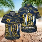 Milwaukee Brewers Surfboard Hawaiian Shirt: Yellow Blue Beach Style