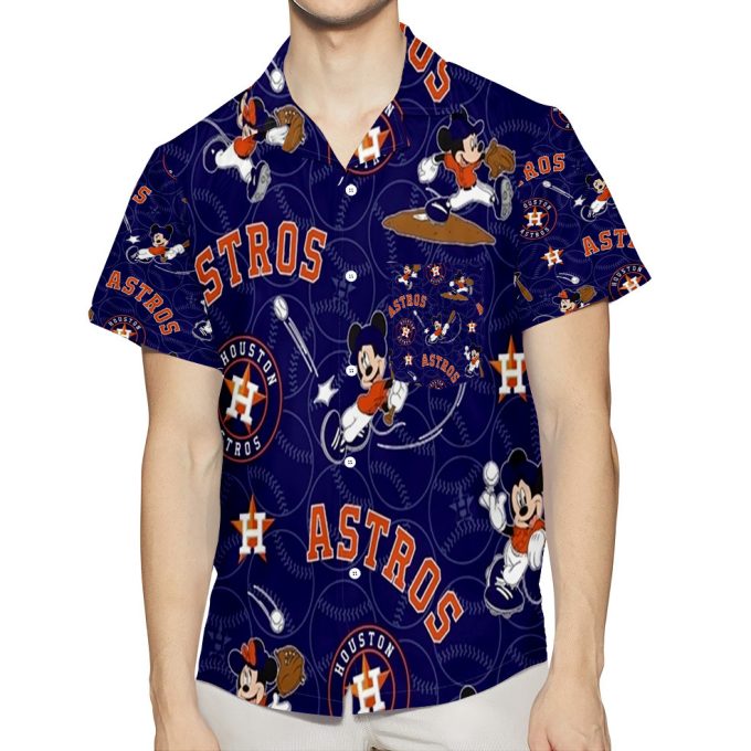 Houston Astros Mickey Emblem 3D All Over Print Hawaiian Shirt – Summer Beach Style with Pocket