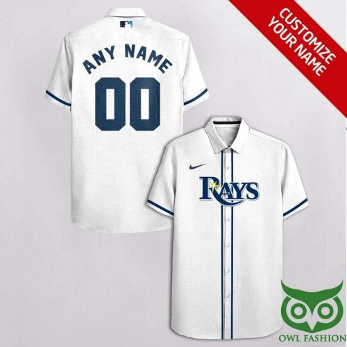 Personalized Tampa Bay Rays White & Dark Blue Hawaiian Shirt – Custom MLB Fan Gear