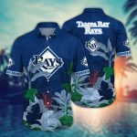 MLB Tampa Bay Rays Hawaiian Shirt: Tropical Trees & Flowers Pattern for Fans