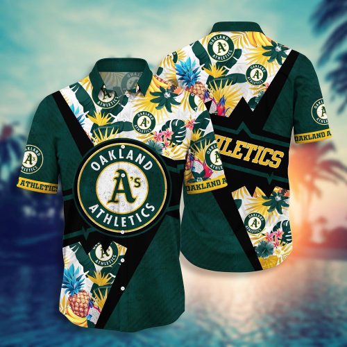 MLB Oakland Athletics Hawaiian Shirt: Sunset Flower Design for Fans