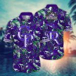 MLB Colorado Rockies Hawaiian Shirt: Fan Paradise with Flower and Palm Tree Design